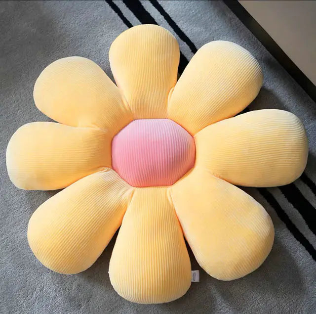 Stylish and Comfortable Flower-Shaped Cushion - Floral Bliss-Yellow-Pink-35X35cm-State of Style