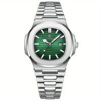 Stylish and Sustainable Men's Wristwatch - ValorLuxe-Silver / Green-State of Style