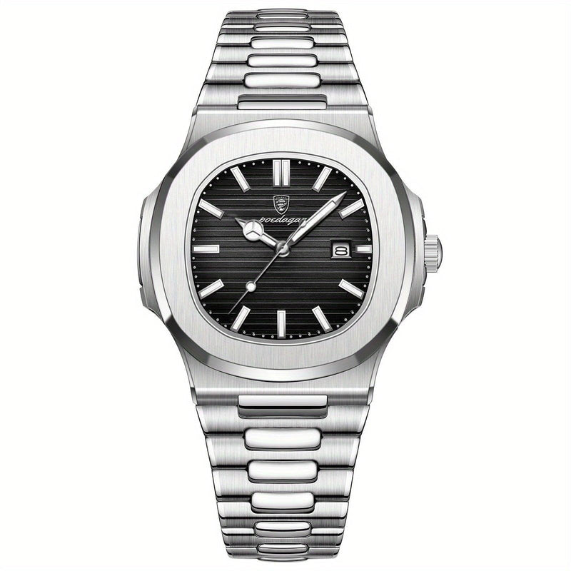 Stylish and Sustainable Men's Wristwatch - ValorLuxe-Silver-State of Style