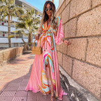 Stylish Beach Dress with Print - Zamara-Light Pink-S-State of Style