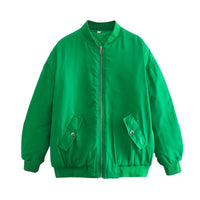 Stylish Bergère Zip-Up Jacket for Women-Green-S-State of Style