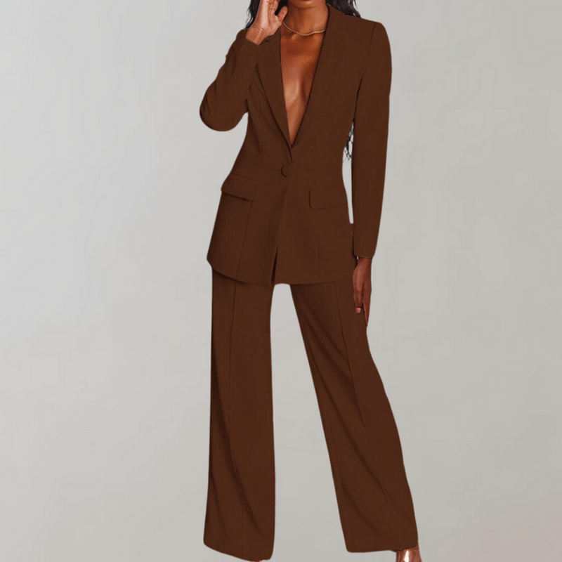 Stylish Blazer and Trouser Set - Elena-Yellow-S-State of Style