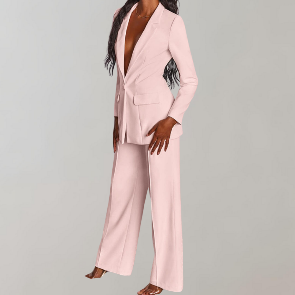 Stylish Blazer and Trouser Set - Elena-Yellow-S-State of Style