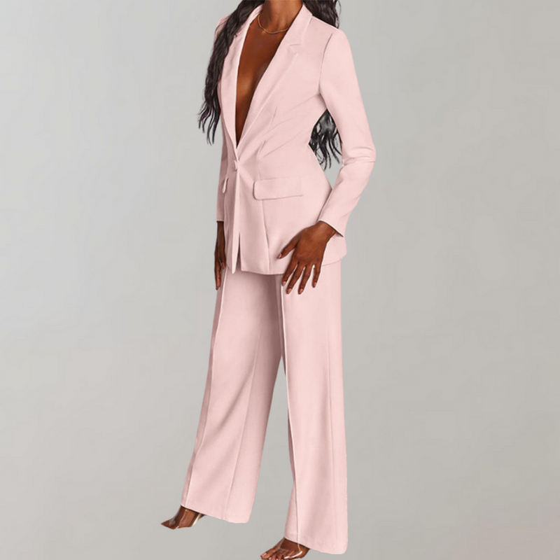 Stylish Blazer and Trouser Set - Elena-Yellow-S-State of Style