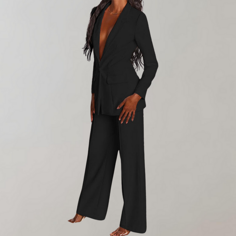 Stylish Blazer and Trouser Set - Elena-Yellow-S-State of Style