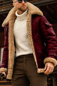 Stylish Camel Leather Pilot Jacket - Leonardo-Red-S-State of Style