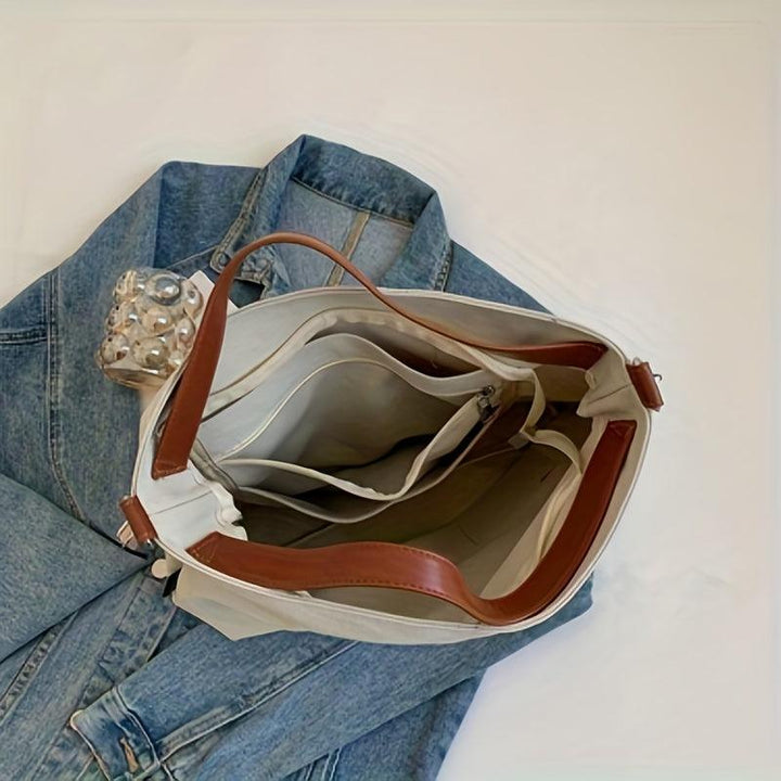 Stylish Canvas Shoulder Bag - Sienna-Cream White-State of Style