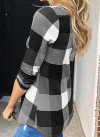 Stylish Casual Checked Women's Blouse - Lara-Black-S-State of Style