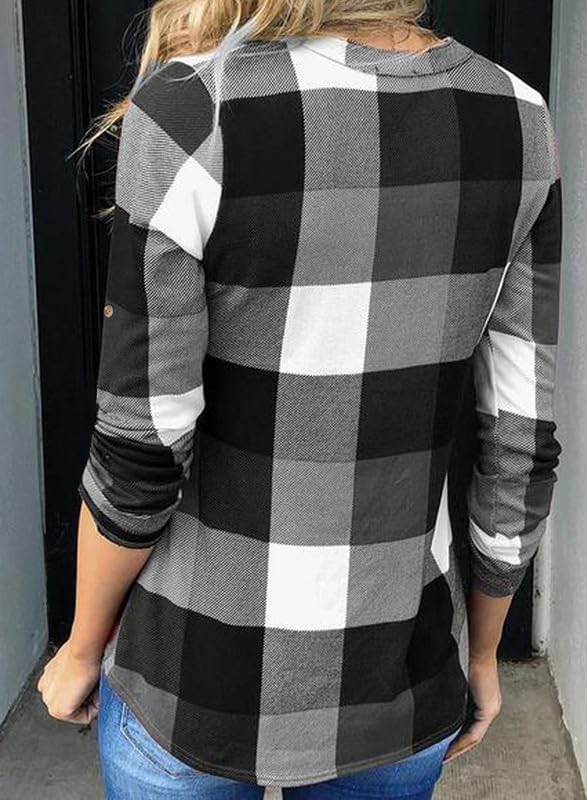 Stylish Casual Checked Women's Blouse - Lara-Black-S-State of Style