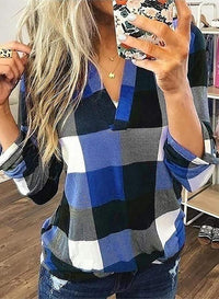 Stylish Casual Checked Women's Blouse - Lara-Black-S-State of Style