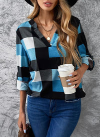 Stylish Casual Checked Women's Blouse - Lara-Black-S-State of Style