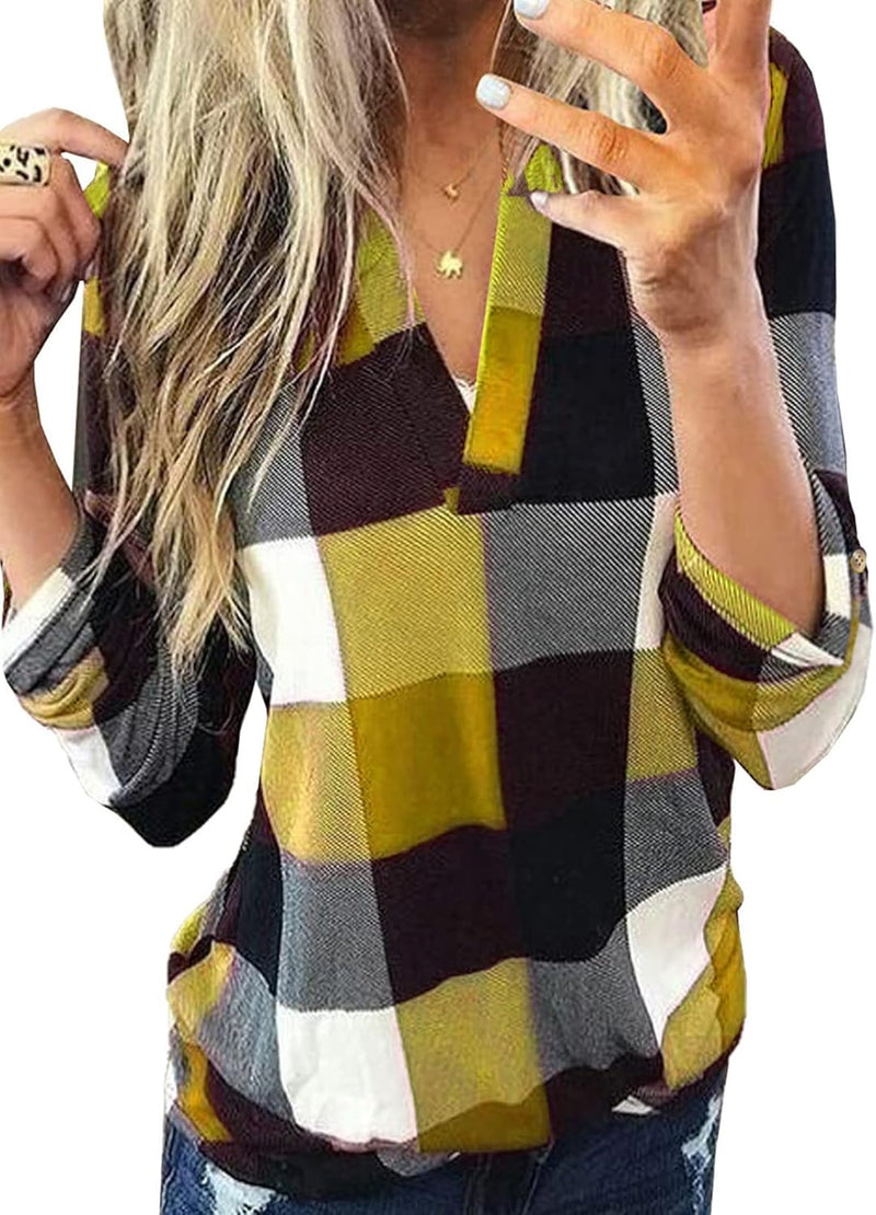 Stylish Casual Checked Women's Blouse - Lara-Black-S-State of Style