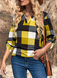 Stylish Casual Checked Women's Blouse - Lara-Black-S-State of Style