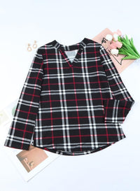 Stylish Casual Checked Women's Blouse - Lara-Black-S-State of Style