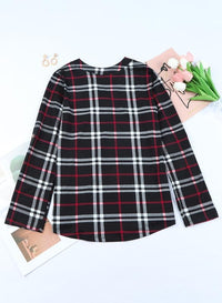 Stylish Casual Checked Women's Blouse - Lara-Black-S-State of Style