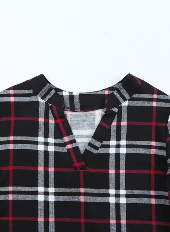 Stylish Casual Checked Women's Blouse - Lara-Black-S-State of Style