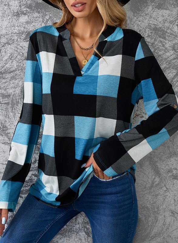 Stylish Casual Checked Women's Blouse - Lara-Black-S-State of Style