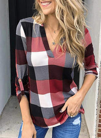Stylish Casual Checked Women's Blouse - Lara-Black-S-State of Style