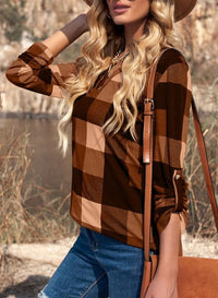 Stylish Casual Checked Women's Blouse - Lara-Black-S-State of Style