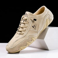 Stylish & comfortable men's leather loafers with profile sole - Matteo-Beige-6.5-State of Style