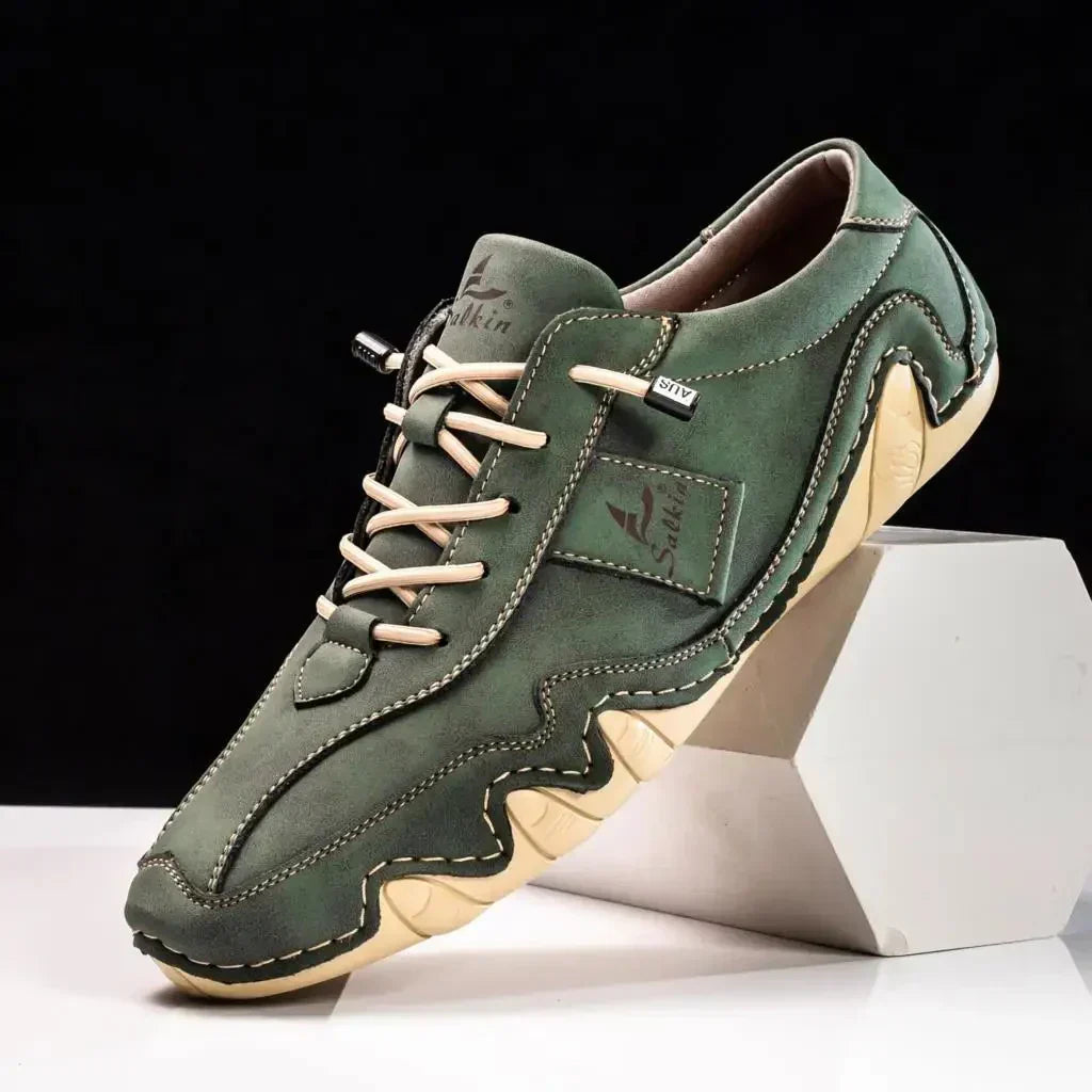 Stylish & comfortable men's leather loafers with profile sole - Matteo-Green-6.5-State of Style