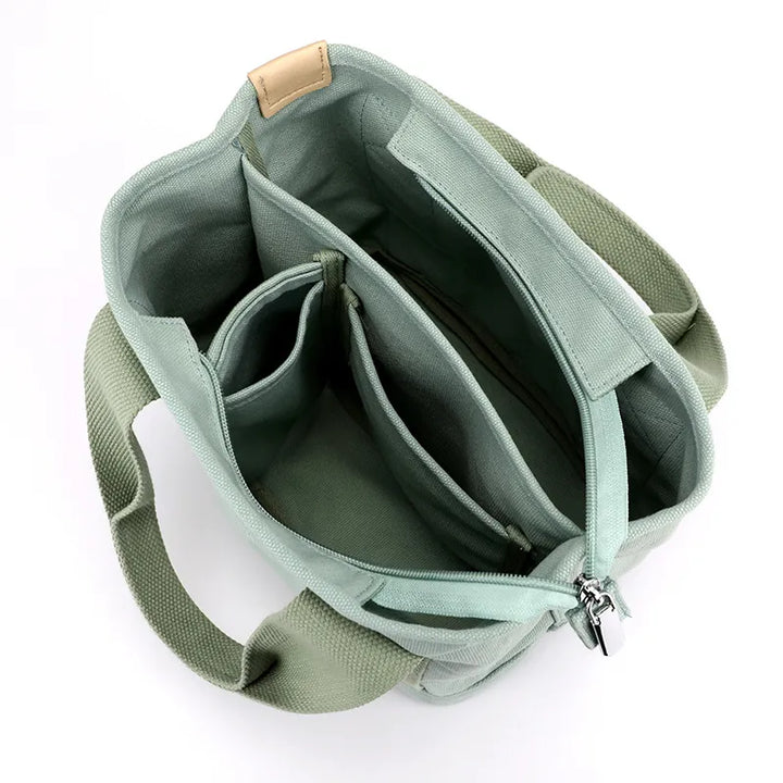 Stylish Compact Canvas Women’s Shoulder Bag – CitySling-Beige-State of Style