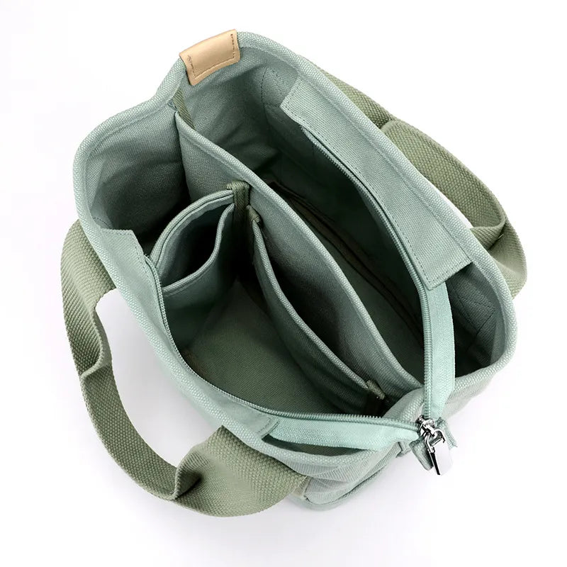 Stylish Compact Canvas Women’s Shoulder Bag – CitySling-Beige-State of Style