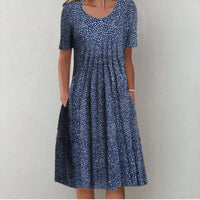 Stylish cotton dress for ladies - Lena-Blue Dots-XS-State of Style