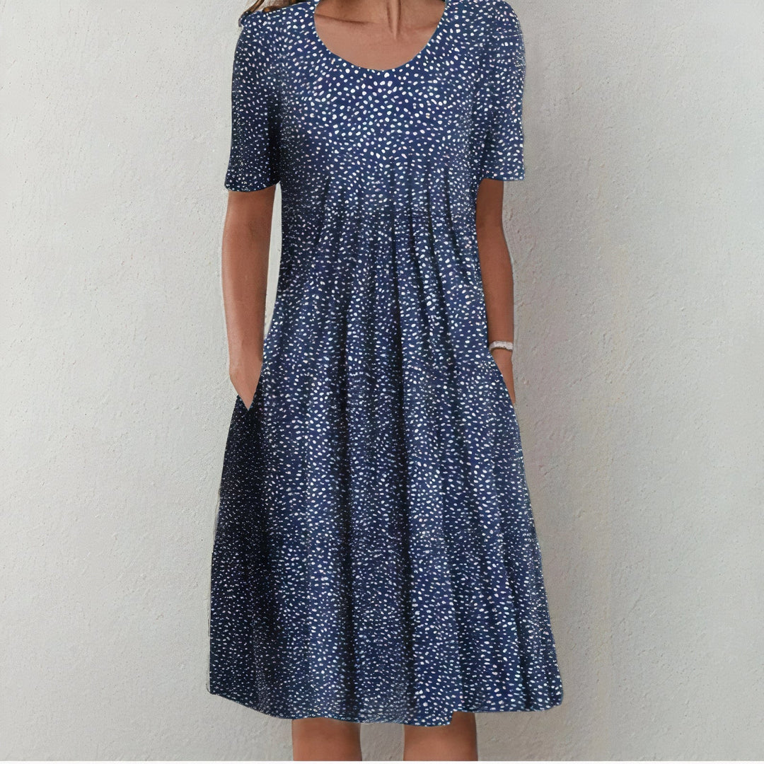 Stylish Cotton Dress for Women - Lena-Blue Polka Dots-S-State of Style