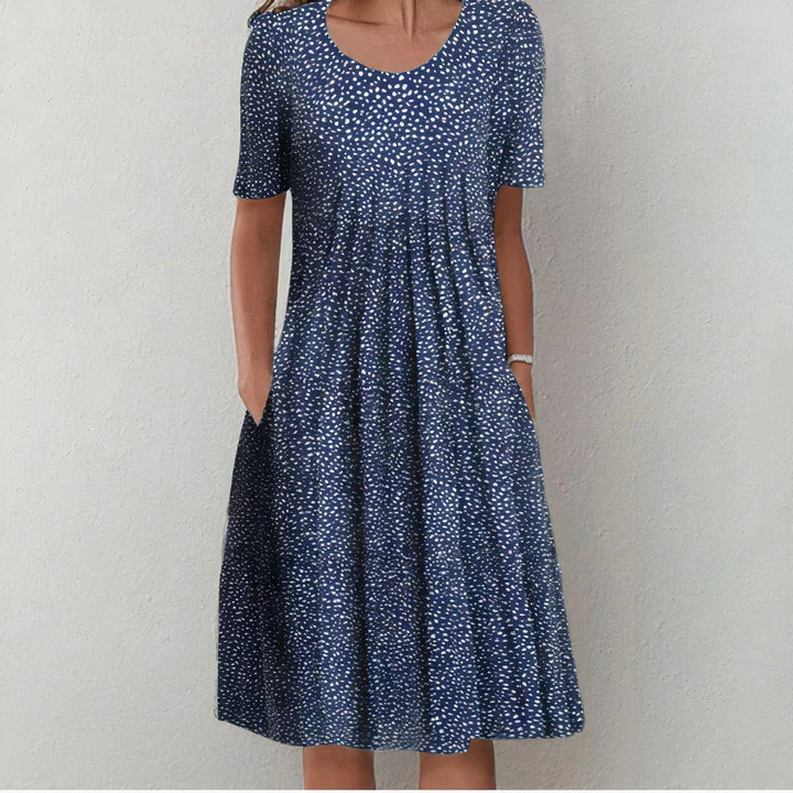 Stylish Cotton Dress - Lina-Blue Dots-S-State of Style