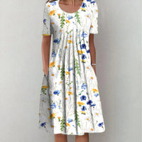 Stylish Cotton Dress - Lina-White/Yellow-S-State of Style