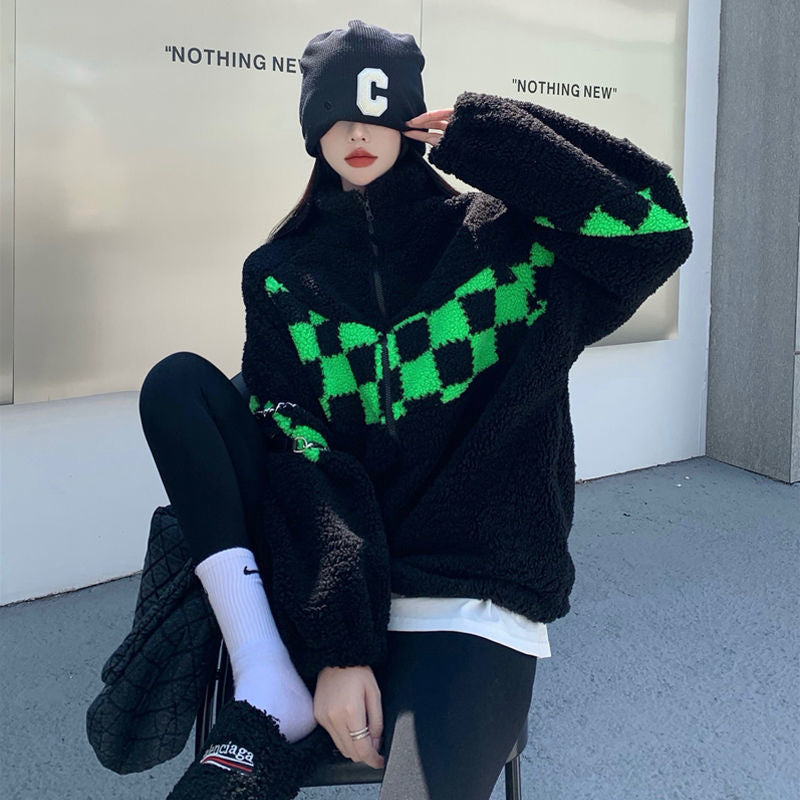 Stylish Crystal Jacket | Warm & Chic for Women-Black/Green-One Size-State of Style
