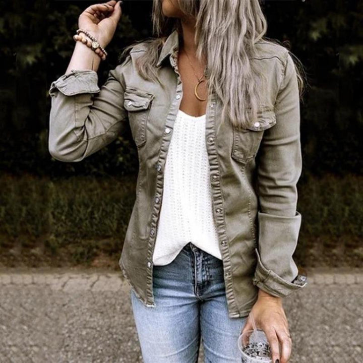 Stylish Denim Jacket for Women | Comfortable & Versatile-Beige-S-State of Style
