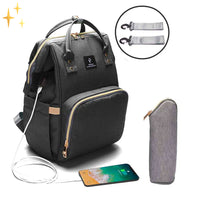 Stylish Diaper Bag Backpack with USB Charger – ParentPack-Black-State of Style