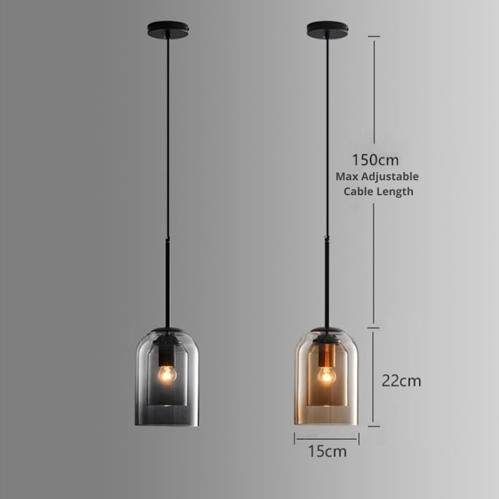 Stylish Double Glass Pendant Lamp - AuraGlas-Smoke grey-State of Style