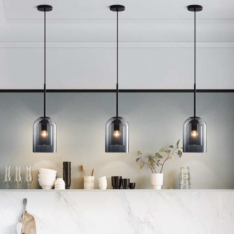 Stylish Double Glass Pendant Light - AuraGlass-Smoke Grey-State of Style
