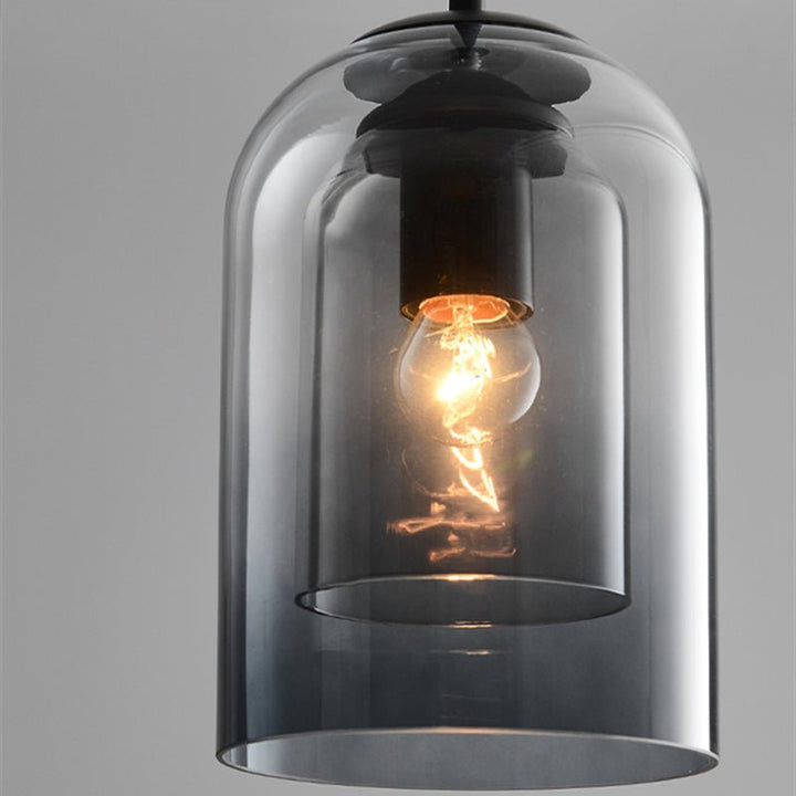 Stylish Double Glass Pendant Light - AuraGlass-Smoke Grey-State of Style