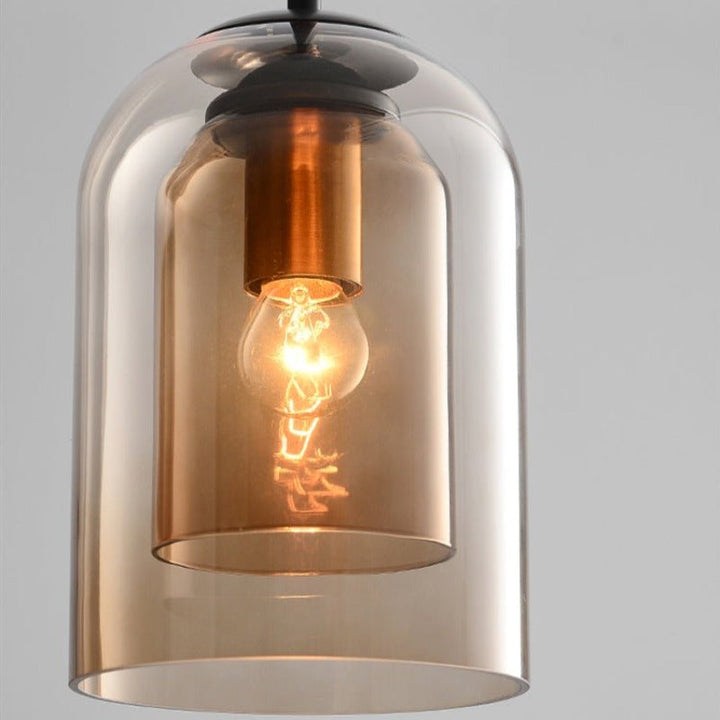 Stylish Double Glass Pendant Light - AuraGlass-Smoke Grey-State of Style