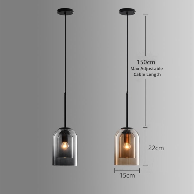 Stylish Double Glass Pendant Light - AuraGlass-Smoke Grey-State of Style