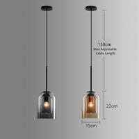 Stylish Double Glass Pendant Light - AuraGlass-Smoke Grey-State of Style