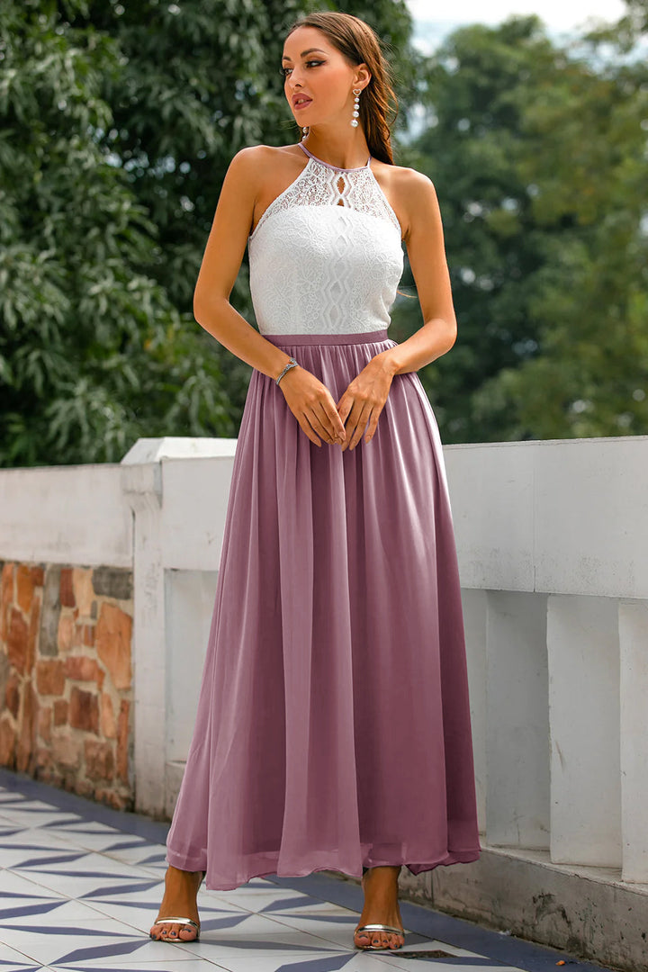 Stylish Dress for Wedding Guests with Open Back - Isabella-Vintage Mauve-AU4-State of Style