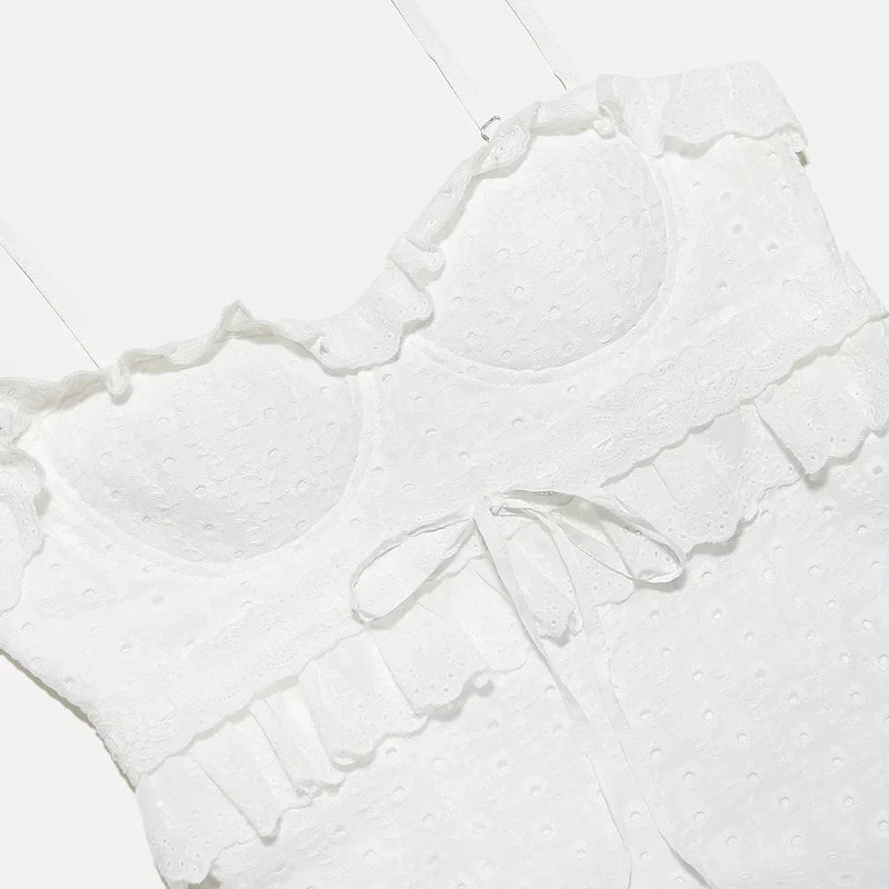 Stylish Embroidered Camisole Maxi Dress in White - Alina-XS-State of Style