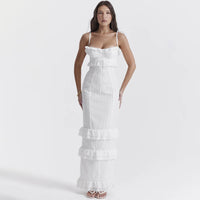 Stylish Embroidered Camisole Maxi Dress in White - Alina-XS-State of Style