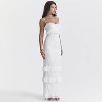 Stylish Embroidered Camisole Maxi Dress in White - Alina-XS-State of Style