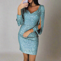 Stylish Evening Dress with Sequins - Oreana-Green-S-State of Style