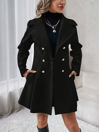 Stylish Flare Coat with Double-Breasted Design - Isadora-Black-S-State of Style