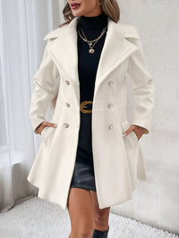 Stylish Flare Coat with Double-Breasted Design - Isadora-White-S-State of Style