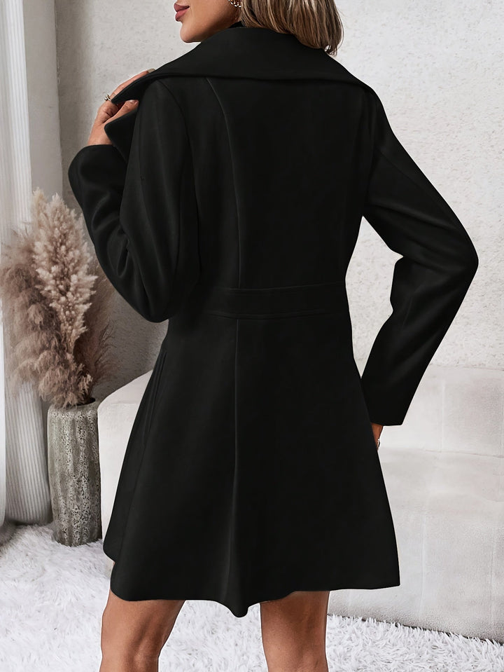 Stylish Flare Coat with Double-Breasted Design - Isadora-White-S-State of Style