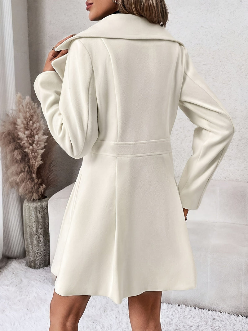 Stylish Flare Coat with Double-Breasted Design - Isadora-White-S-State of Style