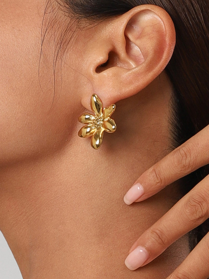 Stylish Flower Earrings - Florina-Gold-State of Style
